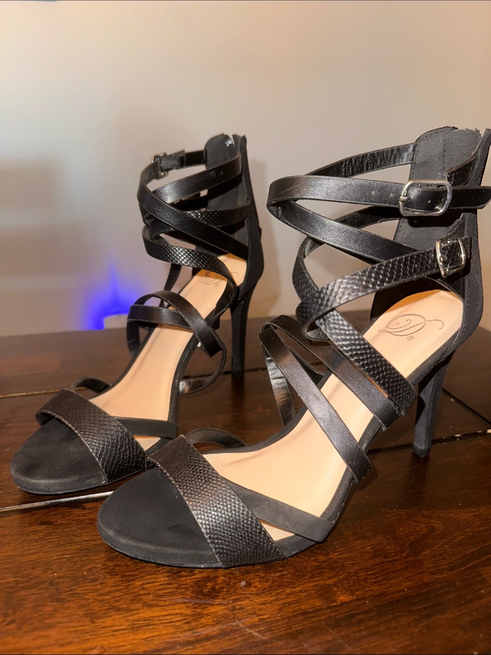 “Delicious” Black Strappy Heels